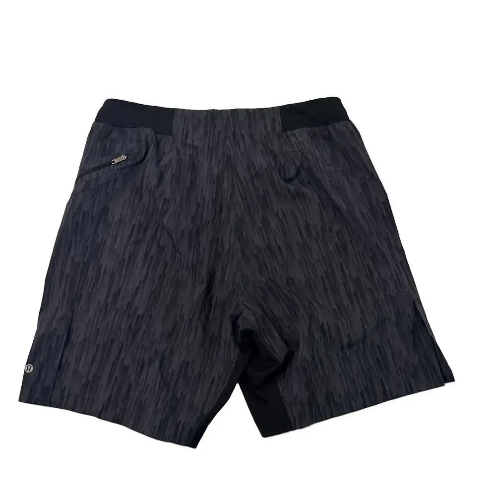 Lululemon Grey Black Digital Camo Shorts Gym Run Training 9” Men's Size Large L